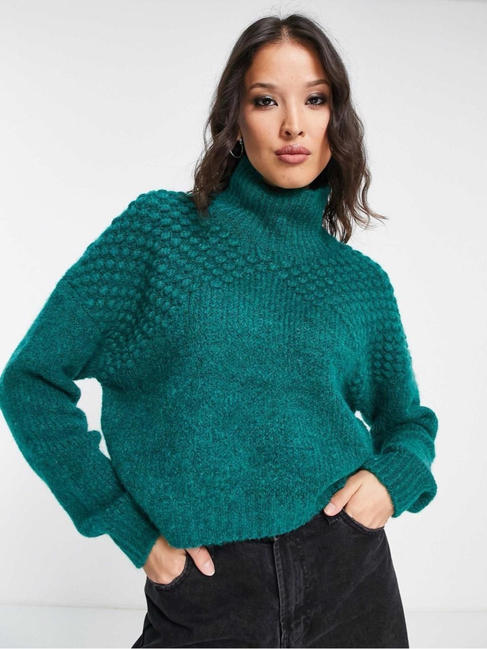 Free People Bradley Textured Roll Neck Jumper - M